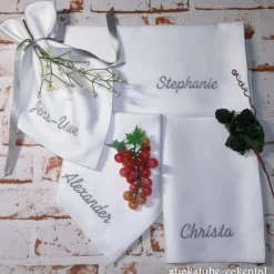 Servietten|Stickstube Eckental Stoffservietten personalisiert Hochzeit Geburtstag