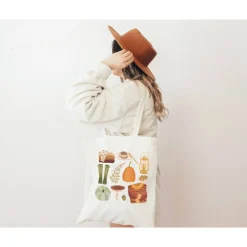 Herbst|TildaandTheo Stofftasche Herbst Jutebeutel Autumn Essentials - Bibliothektasche - Geschenk Herbst - Geschenkidee Herbstmuster - Jutet