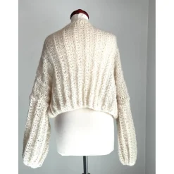 New Strickjacke, Brautjacke, Cardigan, Creme, Oversize, Grobstrickjacke ,Onesize, Home,Damen, Sweater, Handarbeit, Bolero, S Brautstolen & -Boleros