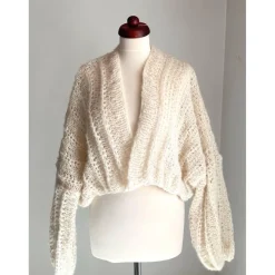 New Strickjacke, Brautjacke, Cardigan, Creme, Oversize, Grobstrickjacke ,Onesize, Home,Damen, Sweater, Handarbeit, Bolero, S Brautstolen & -Boleros