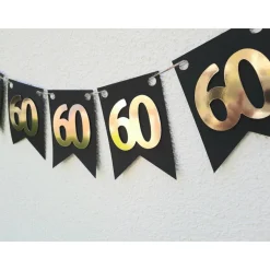 Outlet Super edle Girlande zum 60. Geburtstag Jubiläum Hochzeitstag Gold und Schwarz handgefertigt Dekoration