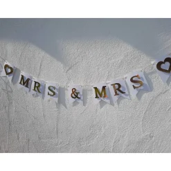 Best Super edle Girlande zur Hochzeit Mrs & Mrs in Gold und Weiß auf Wunsch personalisiert mit Wunschnamen #pride #lgbtq Hochzeitsgirlanden