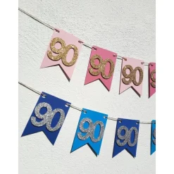 Hot Super elegante Girlande zum 90. Geburtstag in Pink, Rosa und Gold Dekoration