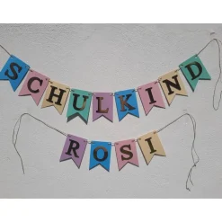 Super schöne Girlande zum Schulanfang auf Wunsch personalisiert mit Wunschnamen Schulkind Girlande in Pastellfarben Kinder Einschulung