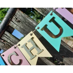 Super schöne Girlande zum Schulanfang auf Wunsch personalisiert mit Wunschnamen Schulkind Girlande in Pastellfarben Kinder Einschulung