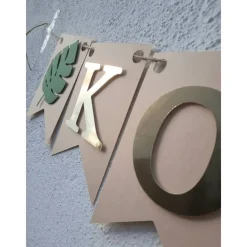 Online Superschöne Girlande zur Konfirmation.  In Beige und Gold in angesagtem Boho Style Dekoration