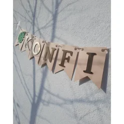 Online Superschöne Girlande zur Konfirmation.  In Beige und Gold in angesagtem Boho Style Dekoration