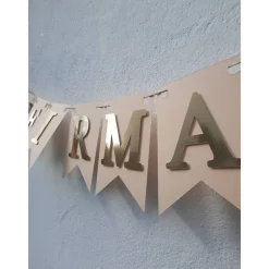 Online Superschöne Girlande zur Konfirmation.  In Beige und Gold in angesagtem Boho Style Dekoration