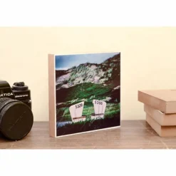 Discount Sylt, Strandkorb, Foto auf Holz, im Quadrat, 13x13 handmade Holzbild Wandbild Holzdeko Dekoration Geschenk für Sie Mitbringsel Geschenkidee Gastgeschenke