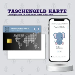 Clearance Taschengeld Karte | QrCode Geldgeschenk | Personalisiertes Geschenk für Kinder | Elefant Geldgeschenke