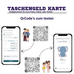 Clearance Taschengeld Karte | QrCode Geldgeschenk | Personalisiertes Geschenk für Kinder | Elefant Geldgeschenke