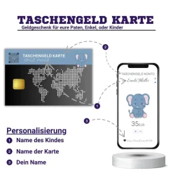 Clearance Taschengeld Karte | QrCode Geldgeschenk | Personalisiertes Geschenk für Kinder | Elefant Geldgeschenke