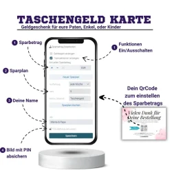 Clearance Taschengeld Karte | QrCode Geldgeschenk | Personalisiertes Geschenk für Kinder | Elefant Geldgeschenke