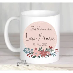 Hot Tasse mit Namen Kommunion personalisiert Monogramm Geschenke