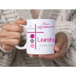 Hot Tasse mit Namen Kommunion personalisiert Monogramm Geschenke