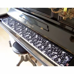 Deko Halloween|artistalista Tastenläufer für Klavier Keyboard Piano Halloween schwarz weiß Längenwahl x Breite 15,5 cm Tastaturabdeckung Klavierabdeckung Tastatur Klaviatur