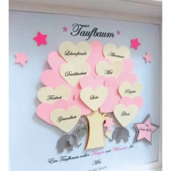 Best Taufgeschenk Mädchen, Geschenk zur Taufe,Taufbaum,Lebensbaum, Bilderrahmen zur Taufe, personalisiert Geschenke