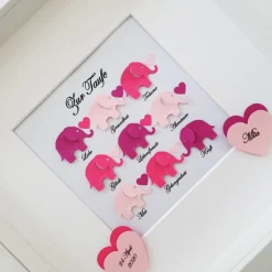 Geldgeschenke|Lovely picture frame & more Taufgeschenk ,personalisiertes Geschenk Baby, Taufe, Geburt, Mädchen, Elefanten mit Wünschen