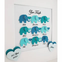 Clearance Taufgeschenk ,personalisiertes Geschenk Baby, Taufe, Geburt, Junge, Elefanten mit Wünschen Geldgeschenke