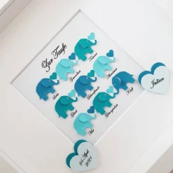 Clearance Taufgeschenk ,personalisiertes Geschenk Baby, Taufe, Geburt, Junge, Elefanten mit Wünschen Geldgeschenke