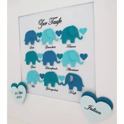 Clearance Taufgeschenk ,personalisiertes Geschenk Baby, Taufe, Geburt, Junge, Elefanten mit Wünschen Geldgeschenke