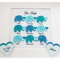 Clearance Taufgeschenk ,personalisiertes Geschenk Baby, Taufe, Geburt, Junge, Elefanten mit Wünschen Geldgeschenke