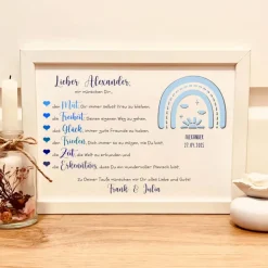 Best Taufgeschenk personalisiert Junge – Geldgeschenk & Bilderrahmen mit Name & Regenbogen Geldgeschenke