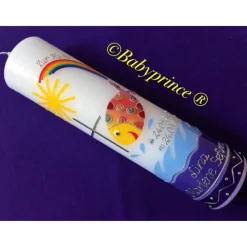 Hot Taufkerze - bunter Fisch - Wasser - Mädchen - Kerze - Taufe - Handarbeit - keine Folie - inkl. Wachsbeschriftung Taufkerzen