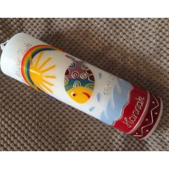 Taufkerzen|Babyprince Taufkerze - bunter Fisch - Wasser - Mädchen - Kerze - Taufe - Handarbeit - keine Folie - inkl. Wachsbeschriftung