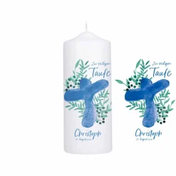 Clearance Taufkerze Aquarellkreuz Stumpe Taufkerzen