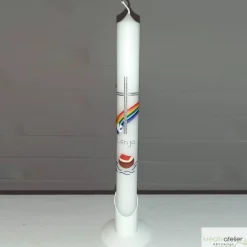 Best Taufkerze Arche Noah mit Regenbogen und Taube, schlanke Taufkerze für Jungen oder Mädchen, mit Namen und Datum Taufkerzen