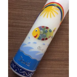Taufkerzen|Babyprince Taufkerze bunter Fisch Sonne Regenbogen Junge Mädchen Taufe Handarbeit keine Folie handgearbeite Wachsverzierungen