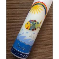 Taufkerzen|Babyprince Taufkerze bunter Fisch Sonne Regenbogen Junge Mädchen Taufe Handarbeit keine Folie handgearbeite Wachsverzierungen
