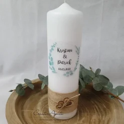 New Taufkerze Christlich in Blau-Braun - personalisiert Hochzeitskerzen