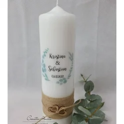New Taufkerze Christlich in Blau-Braun - personalisiert Hochzeitskerzen