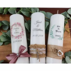 New Taufkerze Christlich in Blau-Braun - personalisiert Hochzeitskerzen