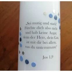 Taufkerzen|Babyprince Taufkerze Fisch mit Spruch, bubble Fisch, blau inkl. Beschriftung