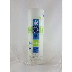 Best Taufkerze für Jungs, blau grün Taufkerzen