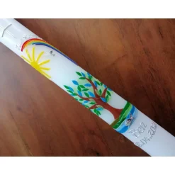 Discount Taufkerze Kommunionkerze Kommunionskerze Junge Mädchen Lebensbaum Baum Kreuz Taube Sonne Regenbogen Farbwünsche möglich Kommunionkerzen