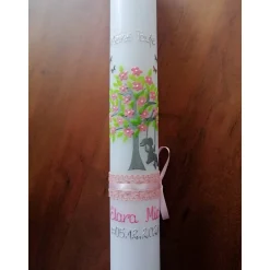 New Taufkerze Kommunionkerze Kommunionskerze Mädchen Lebensbaum Baum Schaukel modern klassisch Farbwünsche möglich Kommunionkerzen