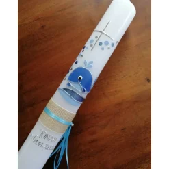 Best Taufkerze Kommunionkerze Kommunionskerze Junge Mädchen Wal Fisch Kreuz modern klassisch - Farbwünsche möglich Kommunionkerzen