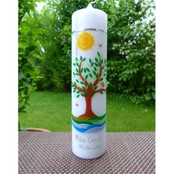 Taufkerze  Lebensbaum  Baum  Mädchen  Junge  Kerze -Taufe - Handarbeit - keine Folie - inkl. Wachsbeschriftung Taufkerzen