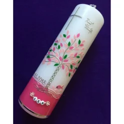 Discount Taufkerze  Lebensbaum  Baum  Mädchen  Junge  Kerze - Taufe - Handarbeit - keine Folie - Buchstabenperlen - Wachsbeschrif Taufkerzen
