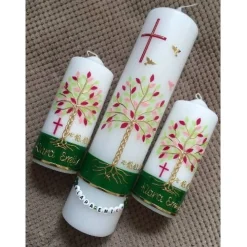 Discount Taufkerze Lebensbaum -Set mit Namenskette Taufkerzen