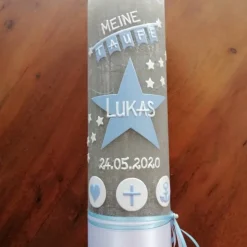 Kommunionkerzen|Babyprince Taufkerze Rustikal Stern Wimpel blau Jungen Herz Kreuz Anker klassisch modern Mädchen Farbwünsche Rustika Rustical Vinta