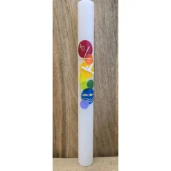 Taufkerzen|Keramikflamme Taufkerze 40x4 - "Bunt"