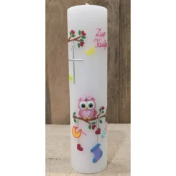 Taufkerzen|Keramikflamme Taufkerze 25x6 - Eule -