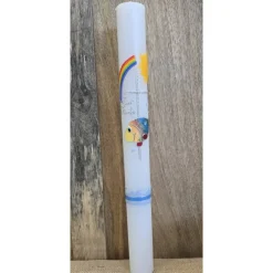 Taufkerzen|Keramikflamme Taufkerze 40x4 - "Fisch"