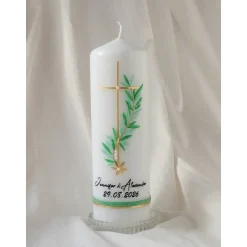 Hot Taufkerzen Kommunionkerzen Konfirmationskerzen Hochzeitskerzen für Mädchen weiß grün gold Strasssteinen Hochzeitskerzen