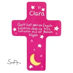 New Taufkreuz Holzkreuz Kinderkreuz Mond und Sterne  zur Taufe Geburt/Kommunion Geschenke